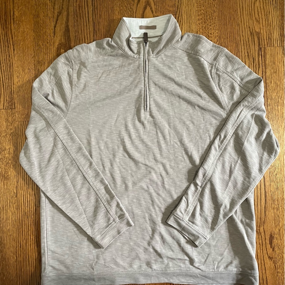 Johnston & Murphy Light Gray Quarter-Zip Polo